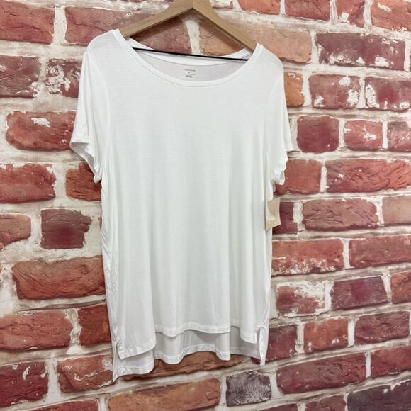 14th & Union Nordstrom T Shirt Women's XL Plain White Casual Top Short Sleeves - Picture 2 of 9